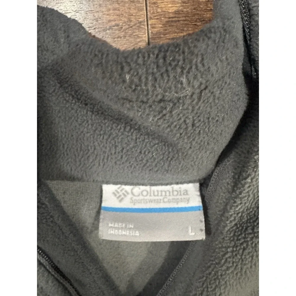 Columbia Mens Quarter Zip Fleece Pullover Grey Black Mock Neck Large RN 69724